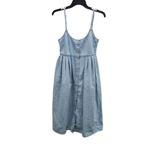 Asos Denim‎ Women's Light Wash Button Front Pinafore Babydoll Dress UK 8 | US 4 - Picture 1 of 8